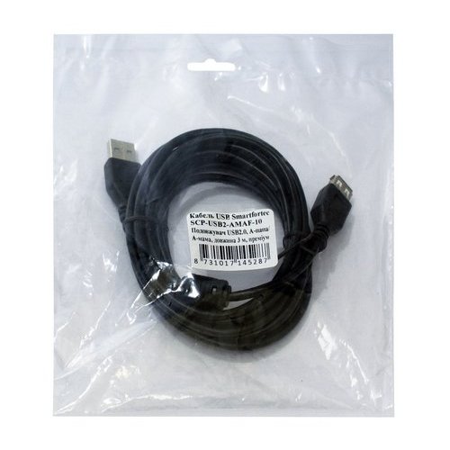 Купити Кабель Smartfortec USB 2.0 AM-AF 3m Premium (SCP-USB2-AMAF-10) Black - ціна в Києві, Львові, Вінниці, Хмельницькому, Франківську, Україні | інтернет-магазин TELEMART.UA фото