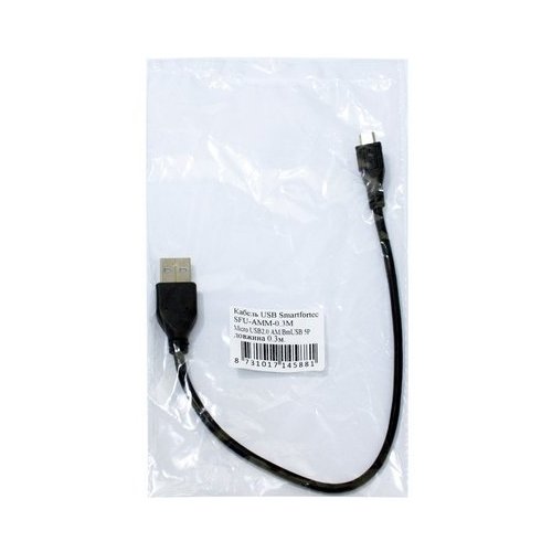Кабель Smartfortec USB 2.0 microUSB 0.3m (SFU-AMM-0.3M) Black купити в Україні | Telemart фото