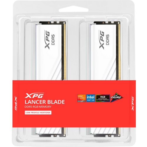 Фото ОЗП ADATA DDR5 64GB (2x32GB) 6000Mhz XPG Lancer Blade RGB White (AX5U6000C3032G-DTLABRWH)