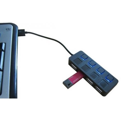 Купити USB-хаб Lapara USB 2.0 4-ports (LA-SLED4) Black - ціна в Києві, Львові, Вінниці, Хмельницькому, Франківську, Україні | інтернет-магазин TELEMART.UA фото