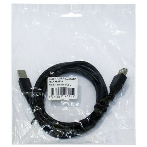 Купить Удлинитель Smartfortec USB 2.0 AM-AF 1.8m (SU-AMAF-6) Black - цена в Харькове, Киеве, Днепре, Одессе
в интернет-магазине Telemart фото