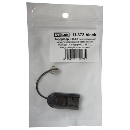 Кардридер STLab USB 2.0 microSD/TF (U-373) Black купить в Украине: Киев, Днепр, Харьков, Одесса  | Низкая цена, отзывы, характеристики от TELEMART фото