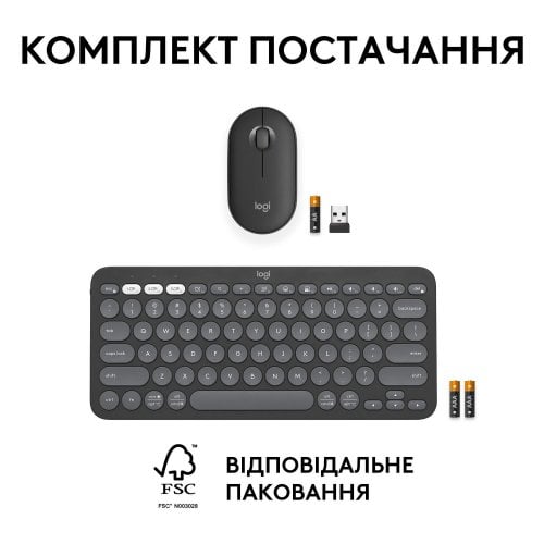 Купить Комплект Logitech Pebble 2 Combo (920-012239) Graphite - цена в Харькове, Киеве, Днепре, Одессе
в интернет-магазине Telemart фото