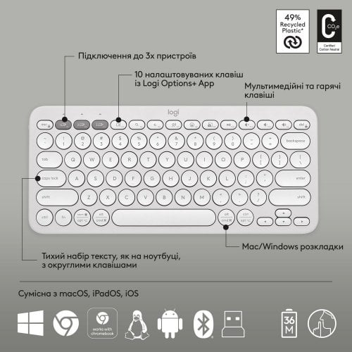 Купити Комплект Logitech Pebble 2 Combo (920-012240) White - ціна в Києві, Львові, Вінниці, Хмельницькому, Франківську, Україні | інтернет-магазин TELEMART.UA фото