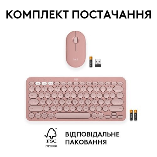 Купити Комплект Logitech Pebble 2 Combo (920-012241) Rose - ціна в Києві, Львові, Вінниці, Хмельницькому, Франківську, Україні | інтернет-магазин TELEMART.UA фото