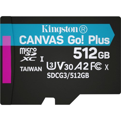 Купить Карта памяти Kingston microSDXC Canvas Go! Plus 512GB Class 10 UHS-I U3 V30 A2 (SDCG3/512GBSP) - цена в Харькове, Киеве, Днепре, Одессе
в интернет-магазине Telemart фото