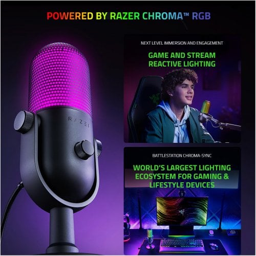 Купить Микрофон Razer Seiren V3 Chroma (RZ19-05060200-R3M1) White - цена в Харькове, Киеве, Днепре, Одессе
в интернет-магазине Telemart фото