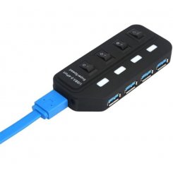 Уценка usb-хаб Lapara USB 3.0 4-ports с БП (LA-USB305) Black (вскрита упаковка, 630921)