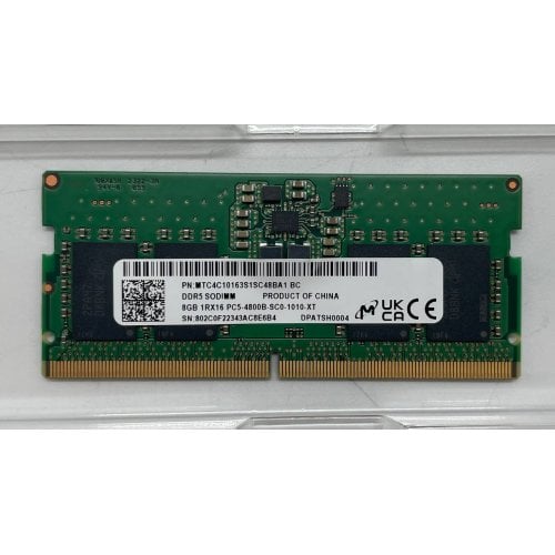 Озп Micron SODIMM 8GB DDR5 4800Mhz (MTC4C10163S1SC48BA1) (Відновлено продавцем, 632052) купити з перевіркою сумісності: огляд, характеристики, ціна у Києві, Львові, Вінниці, Хмельницькому, Івано-Франківську, Україні | інтернет-магазин TELEMART.UA фото