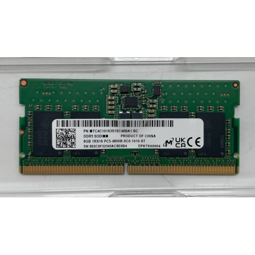 Озп Micron SODIMM 8GB DDR5 4800Mhz (MTC4C10163S1SC48BA1) (Відновлено продавцем, 632053) купити з перевіркою сумісності: огляд, характеристики, ціна у Києві, Львові, Вінниці, Хмельницькому, Івано-Франківську, Україні | інтернет-магазин TELEMART.UA фото