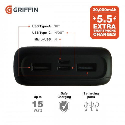 Купить Портативная акустика JBL Charge 5 Black + Powerbank Griffin 20000mAh (JBLCHARGE5BLKPB) - цена в Харькове, Киеве, Днепре, Одессе
в интернет-магазине Telemart фото