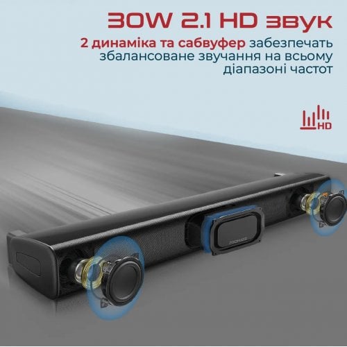 Купить Саундбар Promate StreamBar-30 W 2.1 (streambar-30.black) Black - цена в Харькове, Киеве, Днепре, Одессе
в интернет-магазине Telemart фото