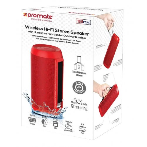 Купити Портативна акустика Promate Silox 20 W (silox.red) Red - ціна в Києві, Львові, Вінниці, Хмельницькому, Франківську, Україні | інтернет-магазин TELEMART.UA фото