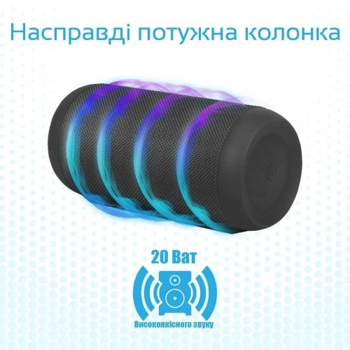 Купить Портативная акустика Promate Silox 20 W (silox.black) Black - цена в Харькове, Киеве, Днепре, Одессе
в интернет-магазине Telemart фото