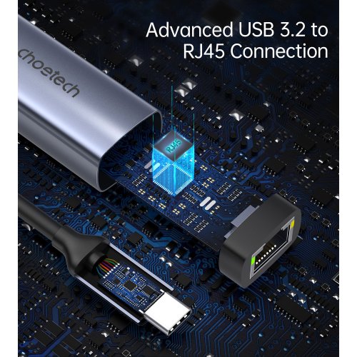 Купити Мережева карта Choetech USB Type-C (HUB-R02) - ціна в Києві, Львові, Вінниці, Хмельницькому, Франківську, Україні | інтернет-магазин TELEMART.UA фото