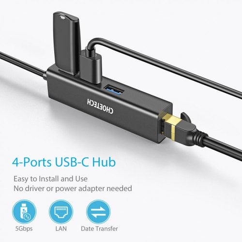 Купить Сетевая карта Choetech USB Type-C (HUB-U02) - цена в Харькове, Киеве, Днепре, Одессе
в интернет-магазине Telemart фото