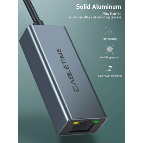 Купить Сетевая карта Cabletime USB 2.0 to RJ45 100Mbps 0.15m (CB52G) Space Grey - цена в Харькове, Киеве, Днепре, Одессе
в интернет-магазине Telemart фото