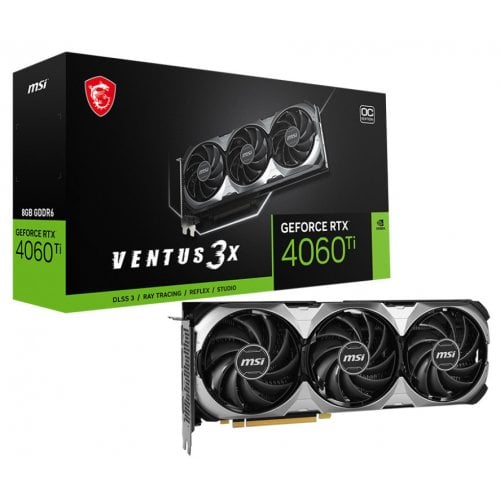 Купить Видеокарта MSI GeForce RTX 4060 Ti VENTUS 3X E1 OC 8192MB (RTX 4060 Ti 8G VENTUS 3X E1 OC) с проверкой совместимости: обзор, характеристики, цена в Киеве, Днепре, Одессе, Харькове, Украине | интернет-магазин TELEMART.UA фото