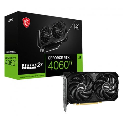 Купить Видеокарта MSI GeForce RTX 4060 Ti VENTUS 2X BLACK E1 8192MB (RTX 4060 Ti 8G VENTUS 2X BLACK E1) с проверкой совместимости: обзор, характеристики, цена в Киеве, Днепре, Одессе, Харькове, Украине | интернет-магазин TELEMART.UA фото