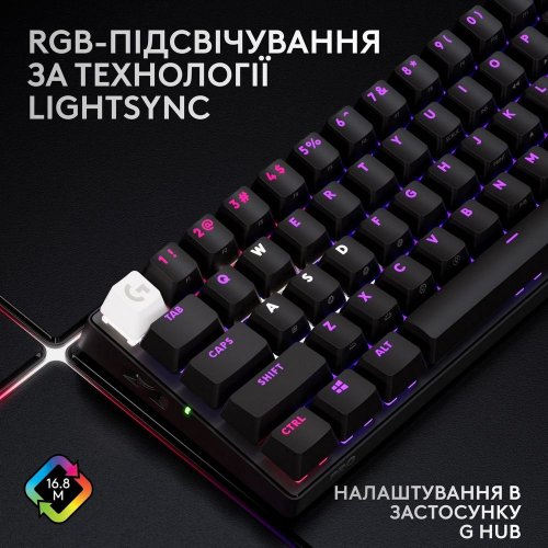 Купить Клавиатура Logitech G PRO X 60 TKL GX Optical Tactile (920-011911) Black - цена в Харькове, Киеве, Днепре, Одессе
в интернет-магазине Telemart фото