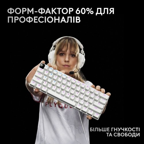 Фото Клавіатура Logitech G PRO X 60 TKL GX Optical Tactile (920-011930) White