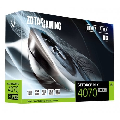 Відеокарта Zotac GeForce RTX 4070 SUPER Gaming Trinity Black OC 12288MB (ZT-D40720J-10P) купити з перевіркою сумісності: огляд, характеристики, ціна у Києві, Львові, Вінниці, Хмельницькому, Івано-Франківську, Україні | інтернет-магазин TELEMART.UA фото