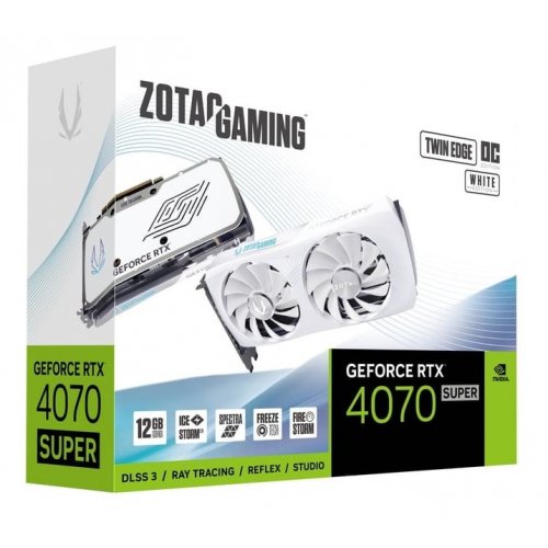 Купить Видеокарта Zotac GeForce RTX 4070 SUPER Gaming Twin Edge OC White 12288MB (ZT-D40720Q-10M) с проверкой совместимости: обзор, характеристики, цена в Киеве, Днепре, Одессе, Харькове, Украине | интернет-магазин TELEMART.UA фото