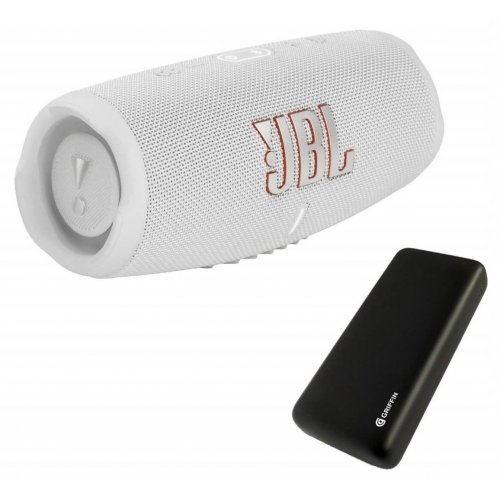 Купить Портативная акустика JBL Charge 5 White + Powerbank Griffin 20000mAh (JBLCHARGE5WHTPB) - цена в Харькове, Киеве, Днепре, Одессе
в интернет-магазине Telemart фото