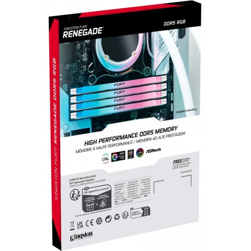 Продать ОЗУ Kingston DDR5 16GB 7600Mhz FURY Renegade RGB Silver/White (KF576C38RWA-16) по Trade-In интернет-магазине Телемарт - Киев, Днепр, Украина фото