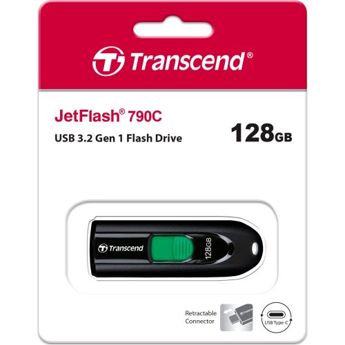 Купить Накопитель Transcend JetFlash 790C 128GB USB Type-C (TS128GJF790C) Black - цена в Харькове, Киеве, Днепре, Одессе
в интернет-магазине Telemart фото