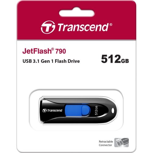 Купить Накопитель Transcend JetFlash 790 512GB USB 3.1 (TS512GJF790K) Black - цена в Харькове, Киеве, Днепре, Одессе
в интернет-магазине Telemart фото