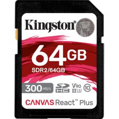 Карта памяти Kingston SDXC Canvas React Plus 64GB Class 10 UHS-II U3 V90 (SDR2/64GB)