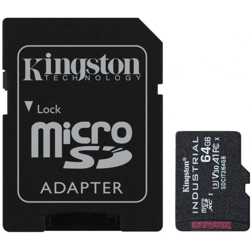 Купить Карта памяти Kingston microSDXC Industrial 64GB Class 10 V30 A1 + SD-адаптер (SDCIT2/64GB) - цена в Харькове, Киеве, Днепре, Одессе
в интернет-магазине Telemart фото