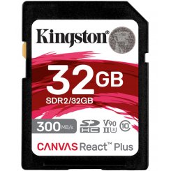 Карта памяти Kingston SDHC Canvas React Plus 32GB Class 10 UHS-II U3 V90 (SDR2/32GB)