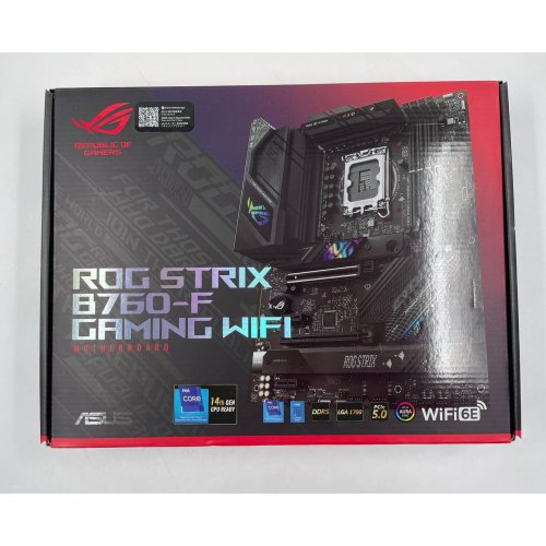 Купить Материнская плата Asus ROG STRIX B760-F GAMING WIFI (s1700, Intel B760) (Восстановлено продавцом, 636722) с проверкой совместимости: обзор, характеристики, цена в Киеве, Днепре, Одессе, Харькове, Украине | интернет-магазин TELEMART.UA фото