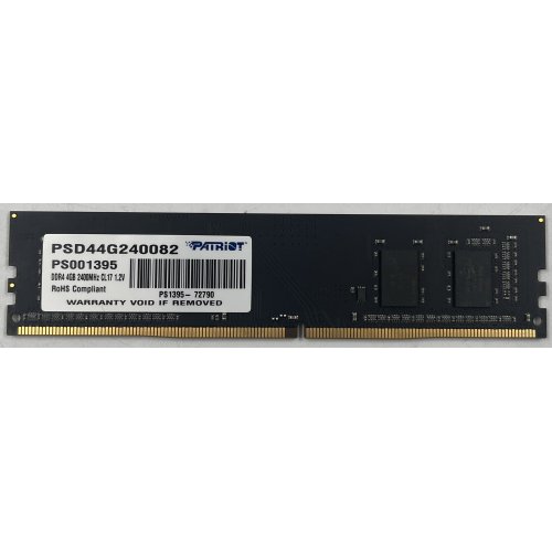 Озп Patriot DDR4 4GB 2400Mhz (PSD44G240082) (Відновлено продавцем, 636756) купити з перевіркою сумісності: огляд, характеристики, ціна у Києві, Львові, Вінниці, Хмельницькому, Івано-Франківську, Україні | інтернет-магазин TELEMART.UA фото