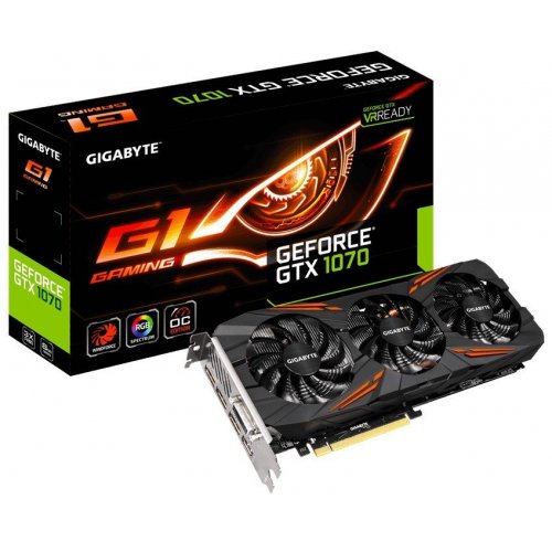 Відеокарта Gigabyte GeForce GTX 1070 G1 Gaming 8192MB (GV-N1070G1 GAMING-8GD) (Відновлено продавцем, 638220) купити з перевіркою сумісності: огляд, характеристики, ціна у Києві, Львові, Вінниці, Хмельницькому, Івано-Франківську, Україні | інтернет-магазин TELEMART.UA фото