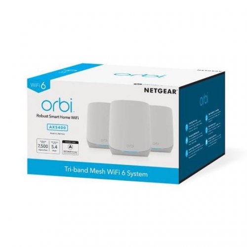 Купить WiFi-система NETGEAR Mesh WiFi System Orbi RBK763S AX5400 3 in 1 Kit (RBK763S-100EUS) - цена в Харькове, Киеве, Днепре, Одессе
в интернет-магазине Telemart фото