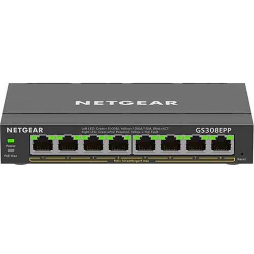 Купити Мережевий комутатор NETGEAR GS308EPP (GS308EPP-100PES) - ціна в Києві, Львові, Вінниці, Хмельницькому, Франківську, Україні | інтернет-магазин TELEMART.UA фото