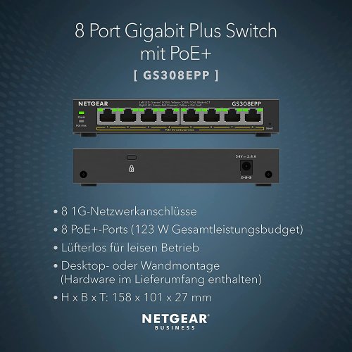 Купити Мережевий комутатор NETGEAR GS308EPP (GS308EPP-100PES) - ціна в Києві, Львові, Вінниці, Хмельницькому, Франківську, Україні | інтернет-магазин TELEMART.UA фото