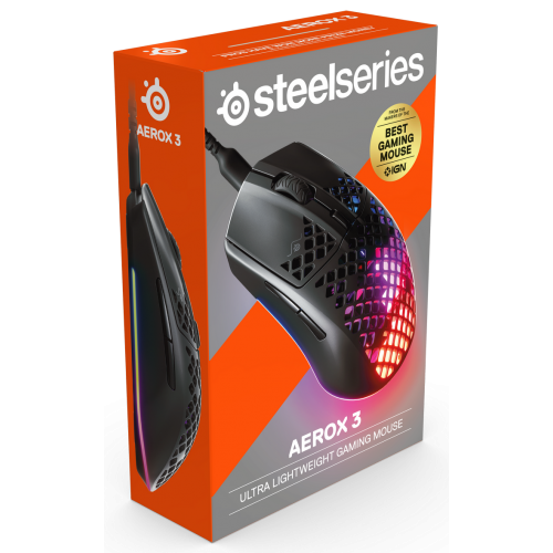 Купить Уценка мышка SteelSeries Aerox 3 (62599) Black (Вітринний зразок, 640773) - цена в Харькове, Киеве, Днепре, Одессе
в интернет-магазине Telemart фото