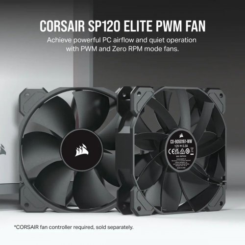 Уцінка кулер для корпуса Corsair SP120 Elite (CO-9050161-WW) Black (після відеоогляду, 640851) купити з перевіркою сумісності: огляд, характеристики, ціна у Києві, Львові, Вінниці, Хмельницькому, Івано-Франківську, Україні | інтернет-магазин TELEMART.UA фото