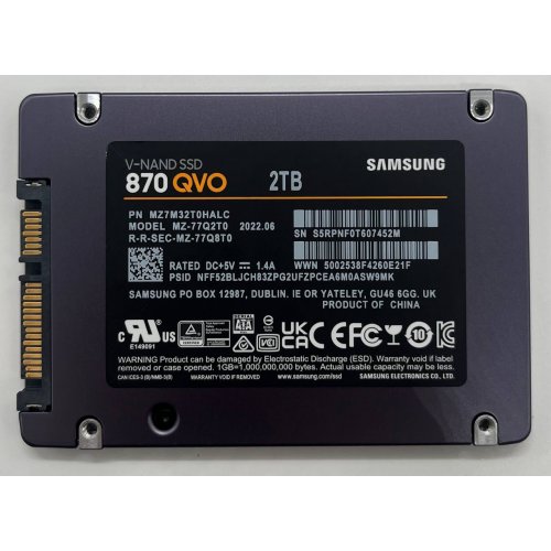 Продати SSD-диск Samsung 870 QVO V-NAND MLC 2TB 2.5" (MZ-77Q2T0BW) (Відновлено продавцем, 641202) за Trade-In у інтернет-магазині Телемарт - Київ, Дніпро, Україна фото