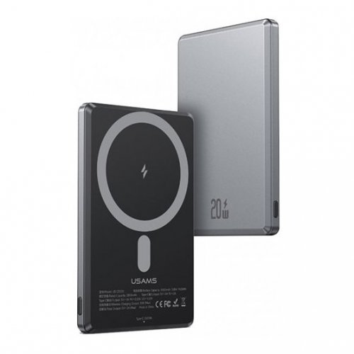 Купити Powerbank Usams US-CD220 5000mAh 20W Wireless Dark Grey - ціна в Києві, Львові, Вінниці, Хмельницькому, Франківську, Україні | інтернет-магазин TELEMART.UA фото