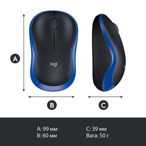 Фото Мышка Logitech Wireless Mouse M185 Blue