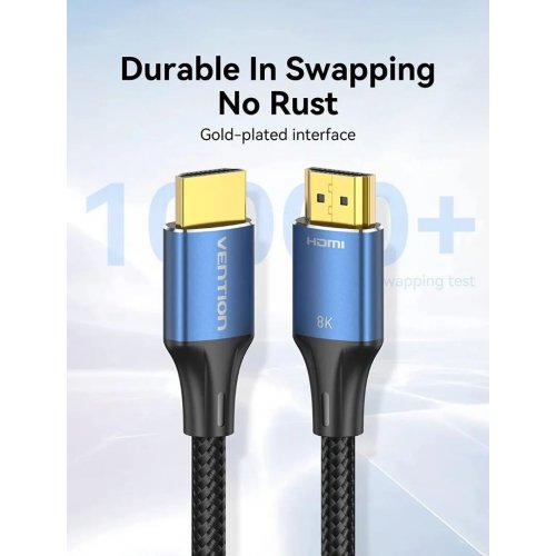 Кабель Vention HDMI to HDMI V2.1 2m (ALGLH) Blue купити в Україні: Київ, Львів, Хмельницький, Тернопіль, Івано-Франківськ | Низька ціна, відгуки, характеристики від TELEMART фото
