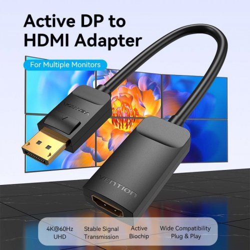 Купить Адаптер Vention DisplayPort to HDMI 0.15m (HBZBB) Black - цена в Харькове, Киеве, Днепре, Одессе
в интернет-магазине Telemart фото