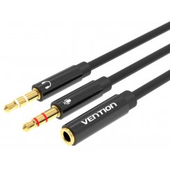 Кабель Vention Audio 3.5mm 4pin to 2 x 3.5mm 0.3m (BBTBY) Black