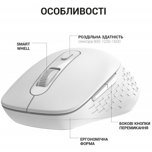 Купить Мышка OfficePro M230 Silent Click Wireless White - цена в Харькове, Киеве, Днепре, Одессе
в интернет-магазине Telemart фото