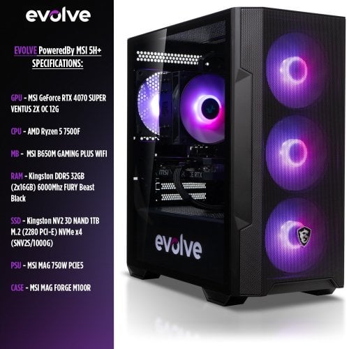 Купити Ігровий ПК EVOLVE PoweredBy MSI 5H+ (EVOP-G5HR750FN407S-D532S1TBKSH) Black/Shadow - ціна в Києві, Львові, Вінниці, Хмельницькому, Франківську, Україні | інтернет-магазин TELEMART.UA фото